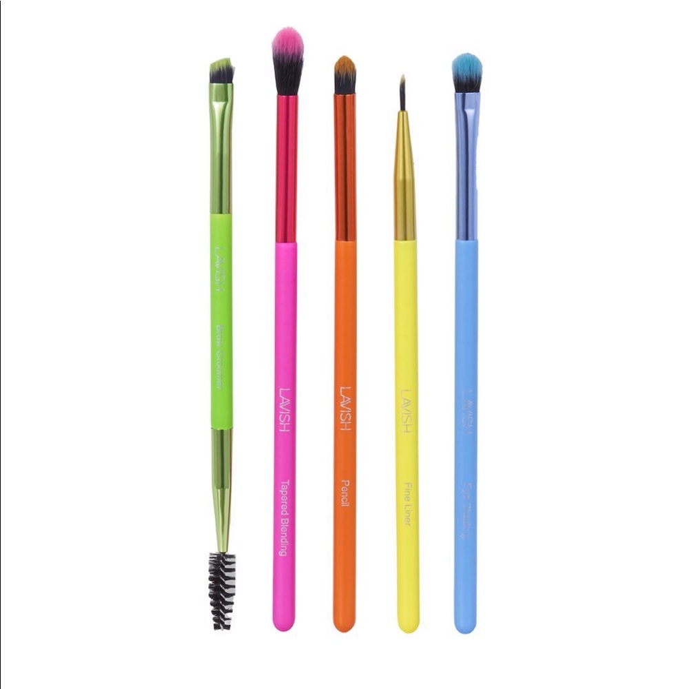 Neon makeup brush set
